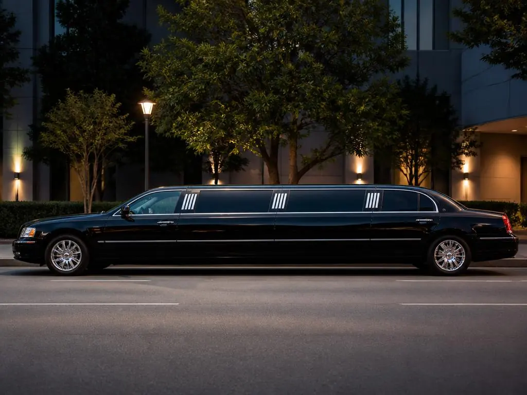 Black stretch limousine for weddings and proms in Boston, seats 10 passengers